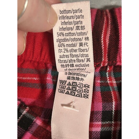 Victoria Secret Pajama Set Sz Large Plaid Long Sleeve Red Christmas Cozy Lounge - Picture 12 of 13